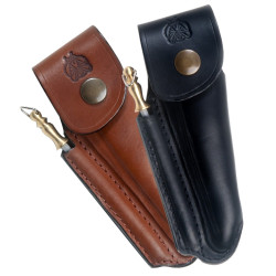 Shaped leather sheath for Laguiole with sharpener