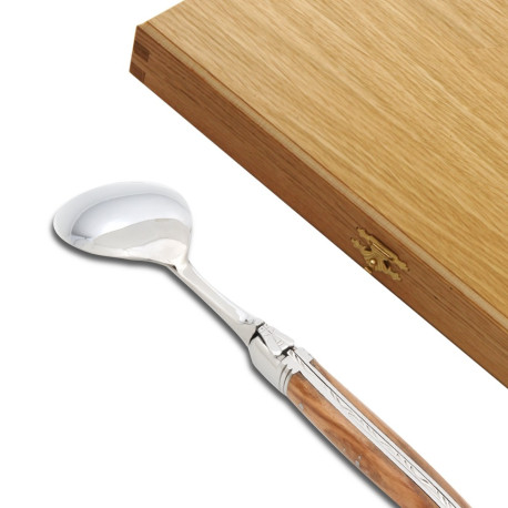 Set of 6 Laguiole soup spoons olive wood handle - Image 1135