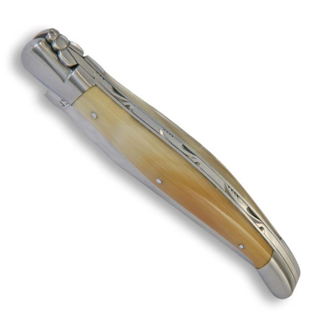 Couteau Laguiole avec manche en pointe de corne blonde fermé - Image 1467