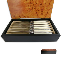 laguiole steak knives ABS luxury white with micro-serrated-blade