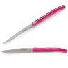 Set of 6 laguiole steak knives pink color plexiglass handles