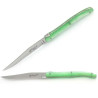 Set of 6 laguiole steak knives green color plexiglass handles