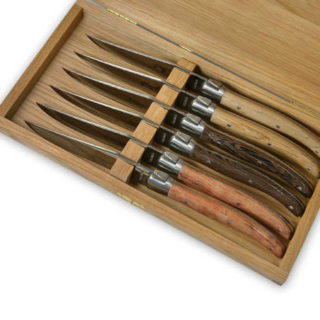 laguiole steak knives one bolster in assorted wood