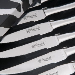 Box-set of 6 flat stainless steel laguiole steak knives