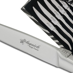Coffret de 6 couteaux steak laguiole de table inox plat