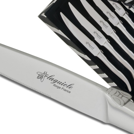 Box-set of 6 flat stainless steel laguiole steak knives