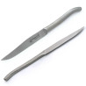 Leather clutch with 6 sandblasted flat stainless steel laguiole steak knives