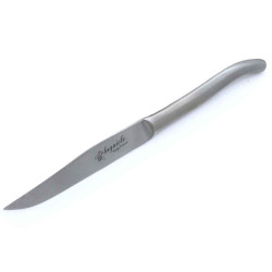 Leather clutch with 6 sandblasted flat stainless steel laguiole steak knives