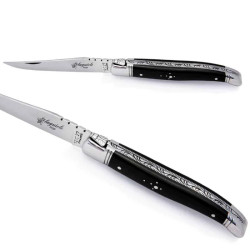 Couteau laguiole manche en bois d'ébène et mitres en inox