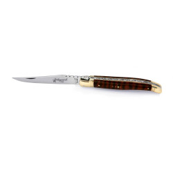 Couteau laguiole manche en bois d'amourette et mitres en laiton