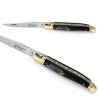 Couteau laguiole manche en corne noire et mitres en laiton