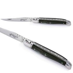 laguiole manche en corne noire et mitres en inox
