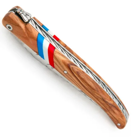 Couteau laguiole olivier avec drapeau français