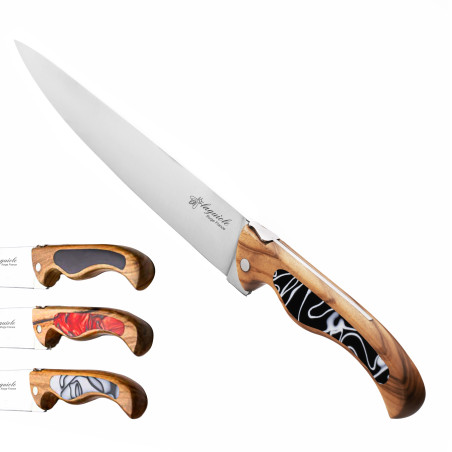 Couteau de cuisine éminceur laguiole oiseau avec manche en olivier