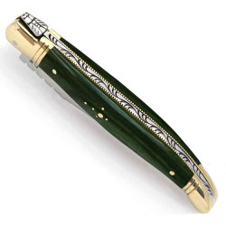 laguiole knife with Stamina Wood handle and brass bolsters + sharpening stone