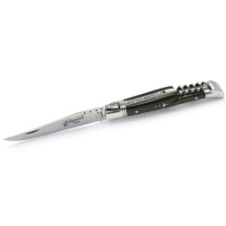 Laguiole ébène avec tire-bouchon, 2 mitres inox, 11 cm et étui