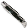Couteau laguiole manche en corne noire avec tire-bouchon et mitres en inox