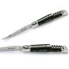 Couteau laguiole manche en corne noire avec tire-bouchon et mitres en inox