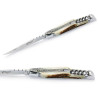 laguiole pocket knife with antler handle and stainless steel bolsters