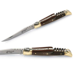 laguiole pocket knife Palissander Wood handle and brass bolsters, corkscrew