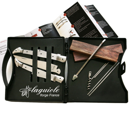 laguiole pliant en kit avec tire-bouchon et 2 mitres en inox