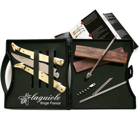 laguiole pliant en kit avec tire-bouchon et 2 mitres en laiton