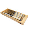 Cutting board with 6 white laguiole knives