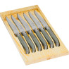 Cutting board with 6 grey laguiole knives