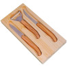 Cutting board with peeler, laguiole tomato knives and olive wood pantry