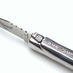 Couteau laguiole dans un coffret en chêne vernis avec affuteur