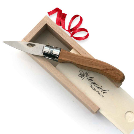 Oyster laguiole knife with wood pencil case