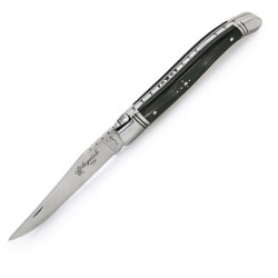 laguiole knife personalized with initials on the back + horizontal leather case