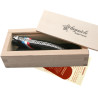 laguiole handle in ebony wood with French flag 12cm + a wooden box + a suede case