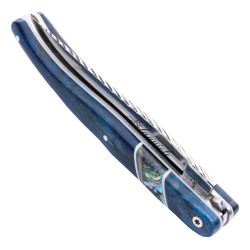 Couteau laguiole bleu avec insert en coquillage