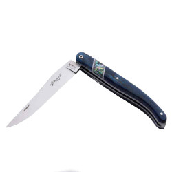 Couteau laguiole bleu avec insert en coquillage