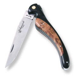 Couteau laguiole oiseau avec manche ébène et loupe de thuya