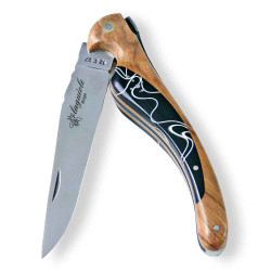 laguiole bird knife with olive wood and acrylic handle