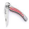 laguiole bird knife aluminium with red and white tiles