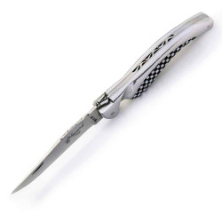 laguiole bird knife aluminium with black and white tiles