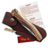 laguiole bird knife olive and rosewood handle + brown leather sheath + sharpener