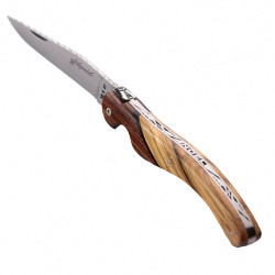 Customized laguiole bird knife in violet wood with engraving on the back