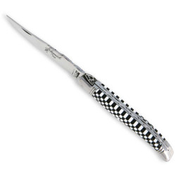 laguiole Freemason’s Knife with black and white checkerboard handle