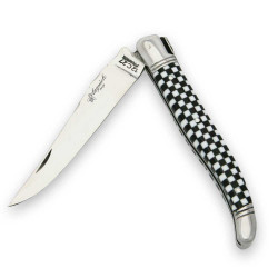 Couteau laguiole Franc-Maçon manche damier noir et blanc