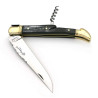 Couteau laguiole Franc-Maçon manche en corne noire avec tire-bouchon