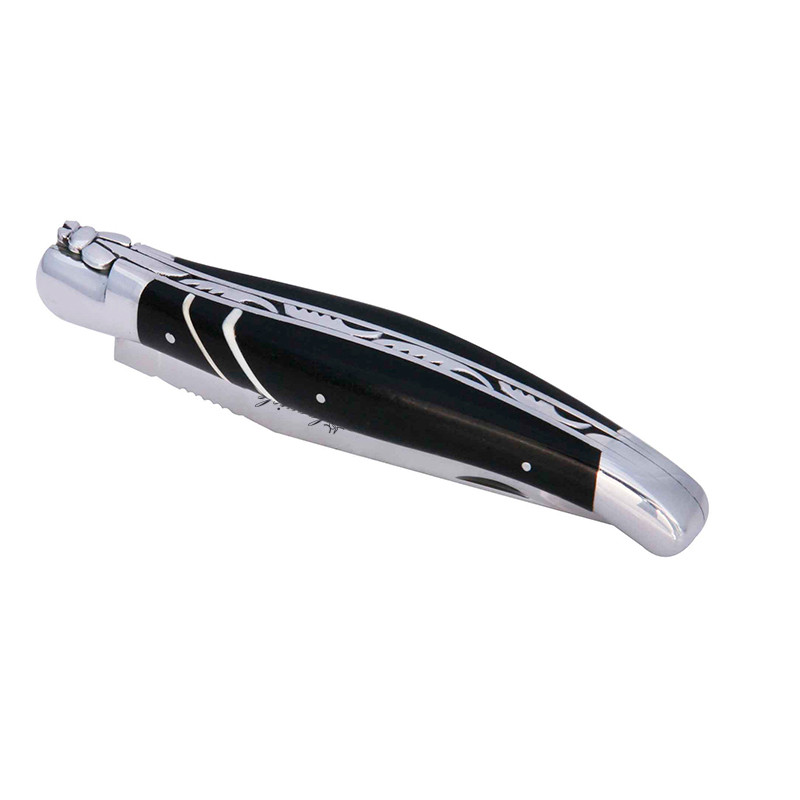 laguiole knife with ebony and 2 bone bars handle