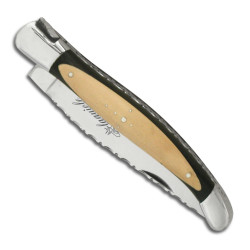 Couteau laguiole avec un manche bi-matière ébène et buis