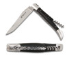 Ebony Wood laguiole knife, spring and plates fileworked, with corkscrew