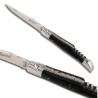 Ebony Wood laguiole knife, spring and plates fileworked, with corkscrew
