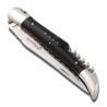 Ebony Wood laguiole knife, spring and plates fileworked, with corkscrew