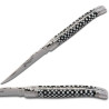 laguiole knife with checkerboard Cristallium handle with leather sheath